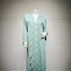 Fábrica de Abayas OEM/ODM, Vestido Musulmán Islámico de Lujo para Ramadán y Eid, Kimono Modesto con Encaje para Mujer - Product Image 3