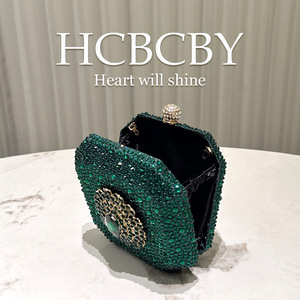 Luxury Emerald <strong>Green</strong> Sparkly Crystal <strong>Clutch</strong> - Elegant Mini Box Evening Bag for Women - Product Image 5