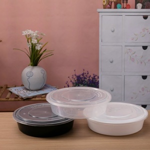 Black Round To-Go PP Plastic Noodle Bread <b>Lunch</b> Plan <b>Box</b> Disposable Take Bowls Microwave Food Safe Durable <b>Stackable</b> - Product Image 4