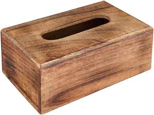 Cubierta de caja de pañuelos de madera, marrón, rectangular, para baño, mesa de comedor, dormitorio - Product Image 4