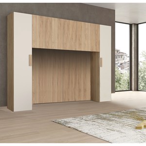 Armadio BRIDGE MOD. OLIMPO 313X58 H. 247 NOCE E CANAPA - Product Image 1