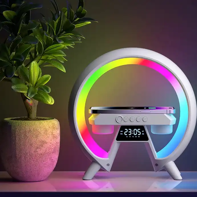 Factory Direct X63 BT Speaker 4-in-1 10W USB Rechargeable Wireless Charger Alarm Clock Night Light Magnetic/Electric Wholesales