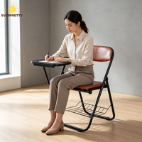 Chaise pliante pour étudiant avec tablette d'écriture et panier à livres, mobilier de salle de classe Everpretty, salle de formation