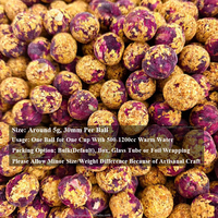 Boule de Thé Fleurie Rose Osmanthus | Infusion Artisanale du Yunnan de Pétales de Roses Rouges Soin de la Peau Fleur Artisanale qui Éclose Zéro Caféine Conditionnement en Vrac