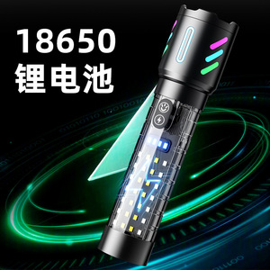 ไฟฉายเลเซอร์สีขาวแบบซูมได้ ชาร์จไฟได้ ชนิด Type C ไฟฉาย LED สำหรับกรณีฉุกเฉิน พร้อมโหมดแฟลช ผิวขัดเงา - Product Image 2