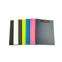 Portapapeles Plegable 360 ° Carpeta con Clip, Portapapeles de Plástico con Clip Doble de Perfil Bajo, Carpeta de Almacenamiento con Clip