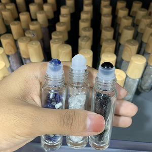 5 flacons en bambou à rouler de 10ML, bouteilles en verre, pierres précieuses, métal, huile essentielle, verre transparent - Product Image 5