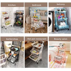 Carrito de Almacenamiento Plegable de 3 Niveles con Asa para Cocina, Organizador Móvil con Ruedas para Frutas y Verduras - Product Image 5