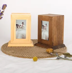 Wholesale High Quality Pet Urn For Dog Ashes Cremation Keepsake Box Dog Cat Memorial Picture Frame Memorial Bamboo
