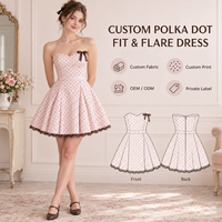 Mini-robe personnalisée pour femme, tissée, à pois, sans bretelles, avec nœud décoratif, bordure en dentelle, plissée, coupe ajustée et évasée
