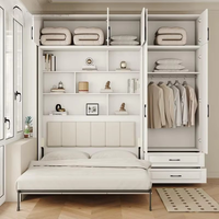 Lit Murphy moderne sur mesure, gain de place, taille Queen, avec placard, pliable, en bois, rembourrage en coton
