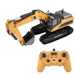 Chic Design HUINA 1580 RC Truck 45mins Long Play Time RC Excavator Scale 1/14 Kid Toy Alloy Fuselage LED Light RC Car