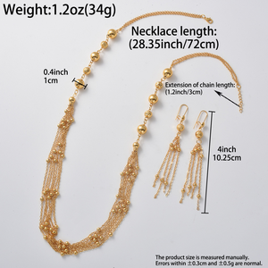 Ensemble collier et boucles d'oreilles vintage pour femme, plaqué or 18 carats, avec pampilles scintillantes, perles superposées polies, personnalisé, pour cérémonie et rendez-vous - Product Image 6