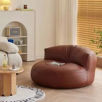 Canapé paresseux rond en cuir PU moderne pour célébrités d'Internet, petit ensemble de salon pour usage domestique, coussin de siège décontracté