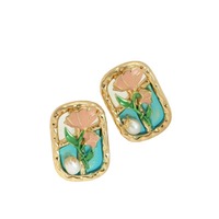 Boucles d'oreilles en forme de fleurs de style antique, peinture à l'huile rose rétro française, style palais, baroque, imitation perle, vente en gros