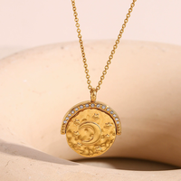Cross Border Cool Cool Wind All Geometric Creative Item Pendentif en acier inoxydable plaqué 18K Venus Moon Coin Pendentif Collier