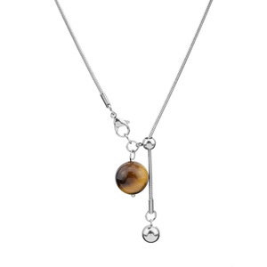 Collier tendance en acier titane avec pendentif œil de tigre, simple et élégant, pour femme, vente en gros de bijoux - Product Image 6