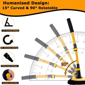 WillingHeart Spazzola Curva per Lavaggio Auto con Manico Lungo 43" e Asta di Prolunga, Mop in Microfibra Modello BS-WH1 per Camper/Camion/SUV/Barca - Product Image 5