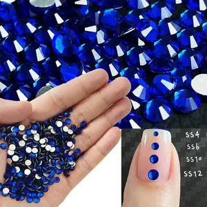 Wholesale Flatback Non-Hot Fix Crystals Sapphire High-quality Glass Rhinestones Customized Logo Packaging For DIY Nail Art