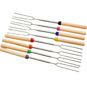 Fourchettes de barbecue télescopiques en acier inoxydable Chef Season Show 31-81 cm avec manche en bois, outils de grillade en plein air - Product Image 1