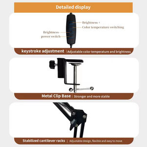 Lampe de lecture pliable à bras long à LED, protection des yeux, lampes USB, étude, studio, portable, clip de bureau, lampe de table pour étudiants - Product Image 3