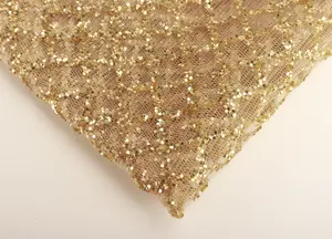 Phổ biến Tulle lưới Bridal Wedding sequin Polyester long lanh ăn mặc Vàng Tulle vải lưới nhà dệt