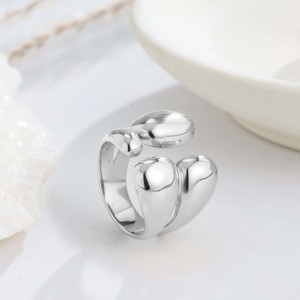 Anillo Abierto de Lujo con Diseño de Lágrima Pulida, Estilo Minimalista en Oro y Plata, de Primera Calidad, Ideal para el Día a Día, Citas y Fiestas - Product Image 2