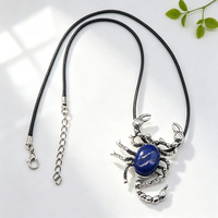 Pendentif Scorpion en Alliage en Gros avec Corps en Pierre de Cristal Naturel Mélangé, Breloque Gothique pour Femme et Homme, Cadeau Bijou