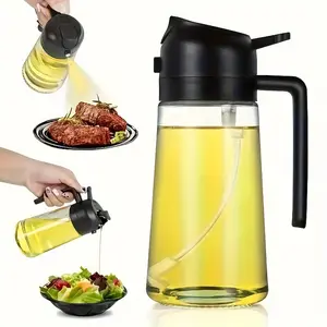 Nuovo prodotto 2024 2 in 1 utensili da cucina articoli per la casa Dispenser olio bottiglia di vetro spruzzatore di Olive per cucinare