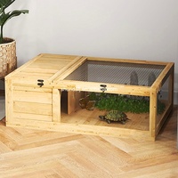SDT005 Grande cage intérieure en bois écologique pour tortues, habitat premium pour animaux de compagnie avec boîte pour tortues et serpents