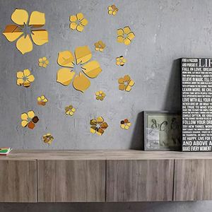 18 Piezas de Adhesivos Decorativos de Pared con Espejo Acrílico, Decoración de Pared con Espejo Autoadhesiva, Decoración de Espejo Removible, Flor 3D - Product Image 3
