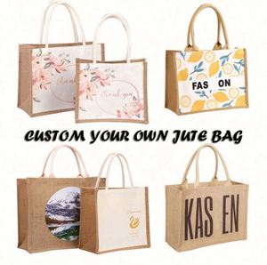 Wholesale Custom Eco-Friendly <b>Tote</b> Bags with Logo Natural Jute Material with Handle for Shopping Oem Options - Product Image 6