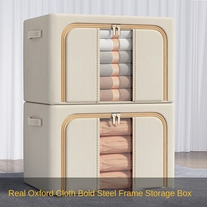 Grande boîte de rangement en tissu pliable de 100 L avec double compartiment <span class=keywords><strong>pour</strong></span> vêtements, literie, organisation de la maison - Product Image 1
