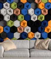 Panneaux muraux décoratifs écologiques insonorisants hexagonaux 3D modernes pour la décoration intérieure avec panneau acoustique NRC 0.9