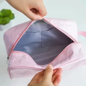 Bolsa de maquiagem personalizada para viagem, bolsa de papel Dupont à prova d'água para produtos de higiene pessoal, bolsa para cosméticos Tyvek