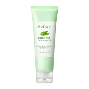 OEM ODM cura della pelle idratante pori profondamente crema detergente tè verde anti acne viso lavaggio del viso detergente