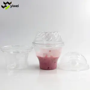 Venta al por mayor 5 6 7 8 9 12oz comida pastel moussee contenedor transparente yogur vaso de plástico para helado postre tazas snack bowl con tapas