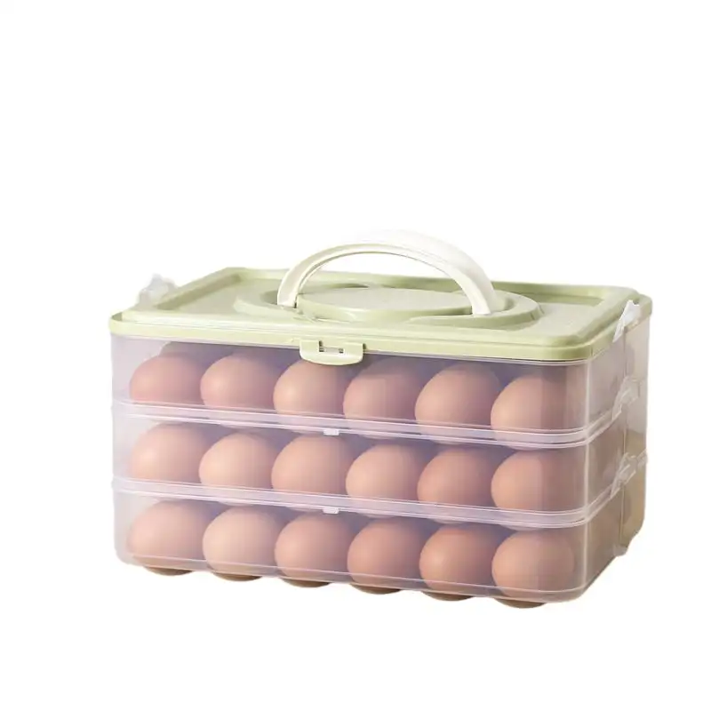 NISEVEN sıcak satış çok katmanlı yumurta konteyner şeffaf plastik yumurta tutucu kolu ile kullanımlık yumurta depolama kapaklı kutu