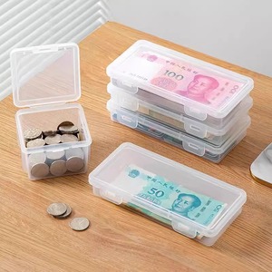 Caja rectangular para guardar monedas y billetes con tapa, apilable, para organizar dinero en efectivo, caja de dinero de bolsillo, color sólido - Product Image 2