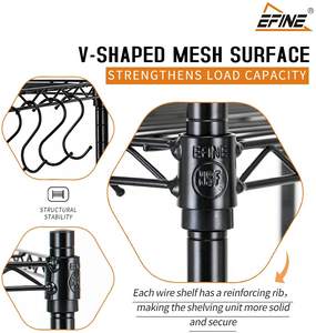 رف تخزين معدني من 5 طبقات، رف كروم للمطبخ والمخزن، رف عرض قابل للتعديل من الأسلاك الكروم - Product Image 4