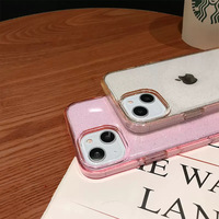 Pour iPhone 15 16 14 13 pro max Gros Téléphone Cas Transparent Clair Paillettes Simple Souple TPU Coque couverture shine bling sparkle