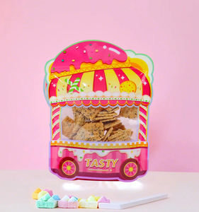 Sachet Doypack à motif de petit train mignon, anti-humidité, avec fermeture éclair, pour emballage alimentaire, bonbons et aliments pour animaux, découpé irrégulièrement, très demandé - Product Image 5