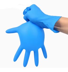 Gants en nitrile jetables bleus et blancs de qualité alimentaire pour examen médical et réparation automobile, sans poudre, boîte de 100 pièces - Product Image 2