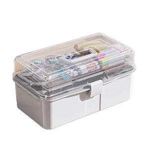 Boîte de rangement transparente à trois couches pour papeterie de bureau, pliable, avec couvercle, pour outils artistiques, pinceaux, fournitures de calligraphie - Product Image 5