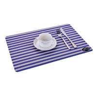 Napperons imprimés RNPT en PVC à coins arrondis, rayures fines orange, napperons en plastique pour la maison, la cuisine, la table à manger, décoration