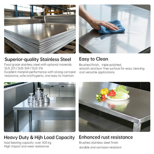 Tavolo da Lavoro Commerciale in Acciaio Inossidabile a Doppio Ripiano per Preparazione Alimenti, Design Rimovibile, Facile Installazione, Moderno - Product Image 5