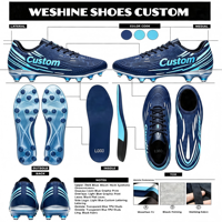 Chaussures de football à coupe basse en cuir synthétique, crampons FG en PVC, semelle intermédiaire TPU absorbant les chocs, crampons personnalisés pour terrain en herbe