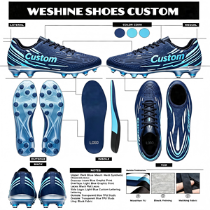 Chaussures de football à coupe basse en cuir synthétique, crampons FG en PVC, semelle intermédiaire TPU absorbant les chocs, crampons personnalisés pour terrain en herbe - Product Image 1
