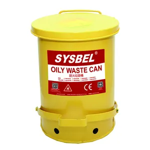 SYSBEL OSHA Standard 14 Gal 52.9L Feuerfester Brandschutz Gelbe ölige Abfall dose und Entsorgung von öligem Müll behälter