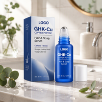 Gel Kulit Kepala & Rambut GHK-Cu Copper Peptide 30ml Private Label, Formula Tri-Aktif dengan Kafein & Biotin, Memperkuat Folikel Rambut